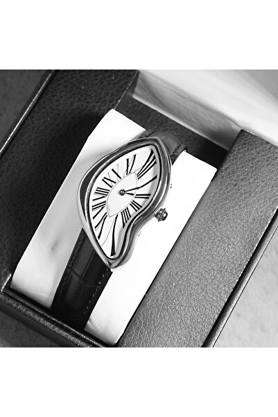 Choice ساعات فضية من العصور الوسطى الغريبة تذوب وتلتف y2k الغريبة للسيدات والرجال حزام جلدي عصري متقدم