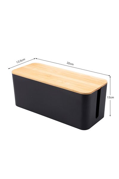 Choice M-Black Cable Storage Box Wooden Power Line Storage Case Dustproof Charger Socket Organizer Wire Cas