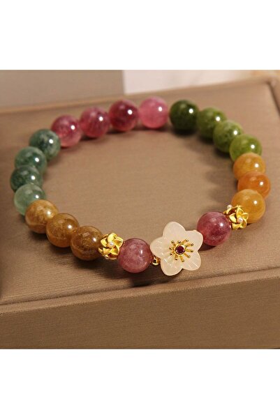 Choice سوار أنيق من زاكول مصنوع من الحجر الطبيعي مع قلادة زهرة زنبق الوادي وح...