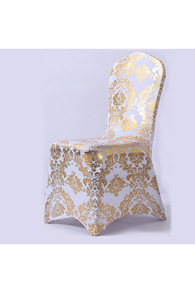 Choice غطاء كرسي مطبوع باللون الذهبي الذهبي لتزيين حفلات الزفاف، تصميم نمط سباندكس، ليكرا، دين