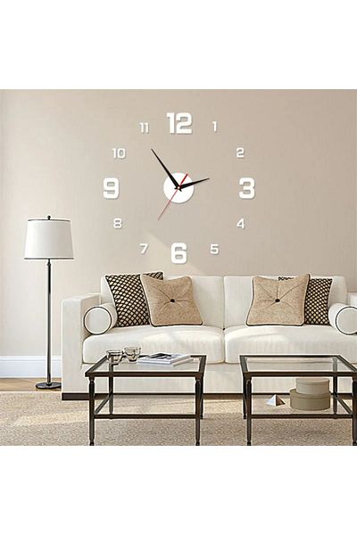 Choice Silver 40cm Luminous Digital Clock DIY Stereoscopic Wall Clock Silent Clock Living Room Bedroom Wall