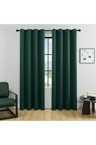 Choice W106cmxH160cm 1PC Dark Green 1Pc Solid Color Blackout Curtain,Room Darkening And Light Reducing Curt