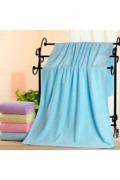 Choice 70x140cm Azul G1677A Extra-Large Microfiber Bath Towel| Quick-Dry Home Towel| Embossed Absorbent Bat