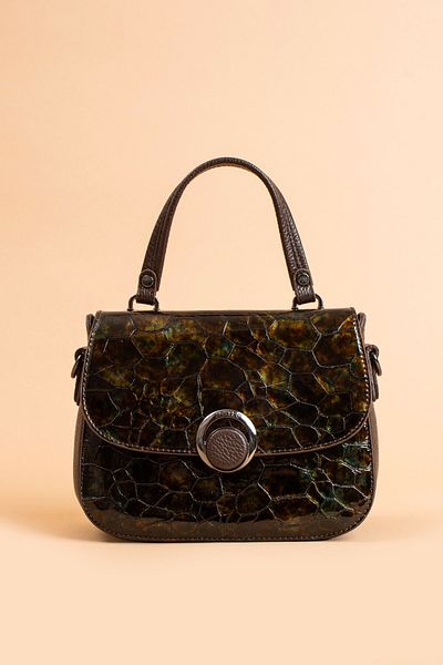 VOSTRO Handmade Italian Style 100% Real Genuine Leather Women's Soft Long Strap Clamshell Handbag - 20284
