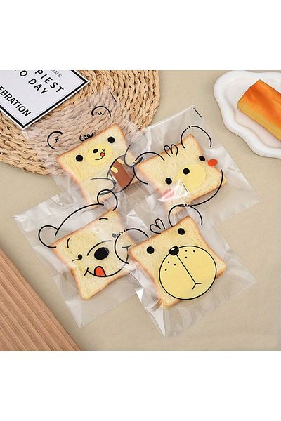 Choice 15x18cm 100pcs 100pcs Cartoon Bear Four In One Opp Self-adhesive Bag, Donut Baking Self-adhesive Bag