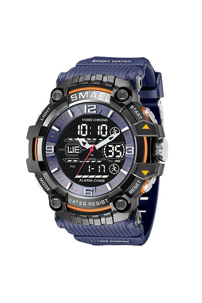SMAEL Blue SMAEL Brand Sport Watch Men Quartz Wristwatches Waterproof Dual Time Display Military Male LED