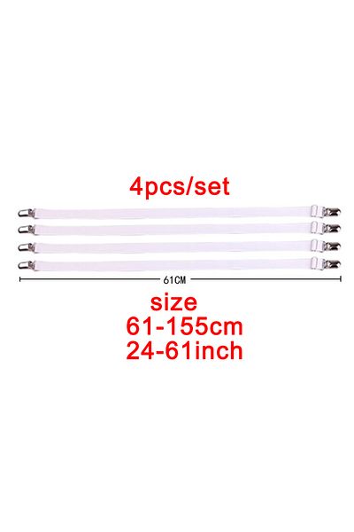 Choice 61cm-white 4pcs/set Elastic Bed Sheet Strip Fastener Bed Sheet Grippers Belt Adjustable Mattress Cov