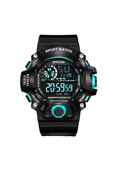 Choice ساعة YIKAZE الرجالية الرقمية LED باللون الأزرق الفاتح 618A، ساعات رياض...