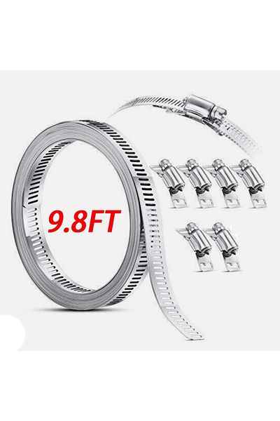 Choice 9.8ft Adjustable Large Hose Clamps Worm Gear Stainless Steel Clamp+6 Fasteners Automobiles Access...