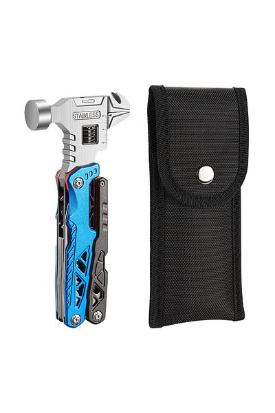 Choice Blue Multifunctional wrench hammer outdoor camping folding nail hammer pliers emergency car combinat