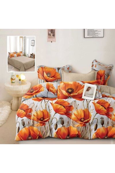Pucioasa Double Bedding Set - Orange - Cotton–Polyester