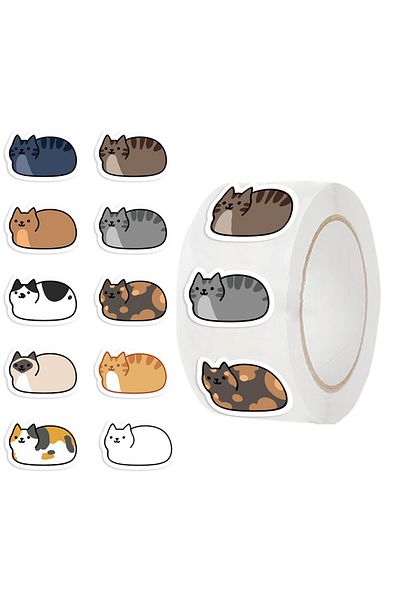Choice Cute Kitty Sticker Roll (500 SHEETS) Decals For Planner Decoration, Envelope Sealing & Aesthetic ...