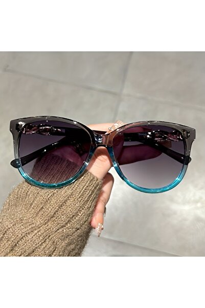 Choice نظارات شمسية نسائية رمادية زرقاء على شكل عين القطة، نظارات شمسية نسائي...