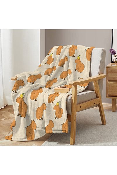 Choice 150x200cm Orange Trembling Capybara Blanket Printed Throw Blanket Plush Fluffy Flannel Fleece Blanke