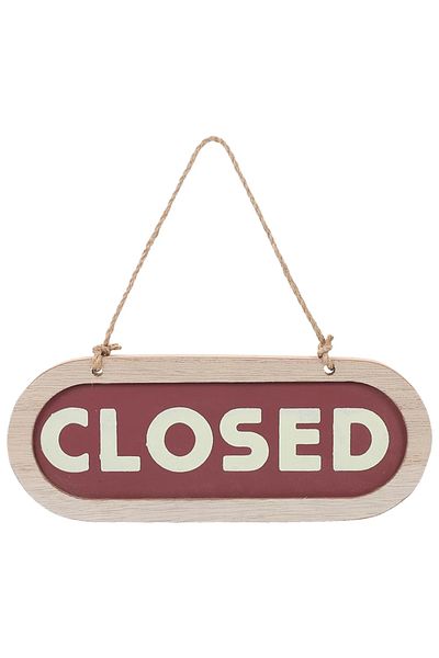 VAKIND as show Double Sided Store Closed Board with Rope Wooden Business Door Hanging Tag Hanging Business