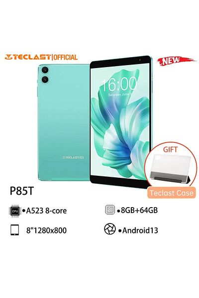 Choice تابلت تيكلاست P85T 2024 أزرق (معالج Allwinner A523 ثماني النواة، 1.8 جيجاهرتز، ذاكرة وصول عشوائي 10 جيجابايت (4 جيجابايت + 6 جيجابايت)، ذاكرة قراءة فقط 64 جيجابايت، شاشة 8 بوصة 1200*8
