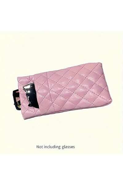 Choice Pink Portable Squeeze Sunglasses Case- Pu Leather Soft Sunglasses Case Easy To Use Eyeglasses Case P