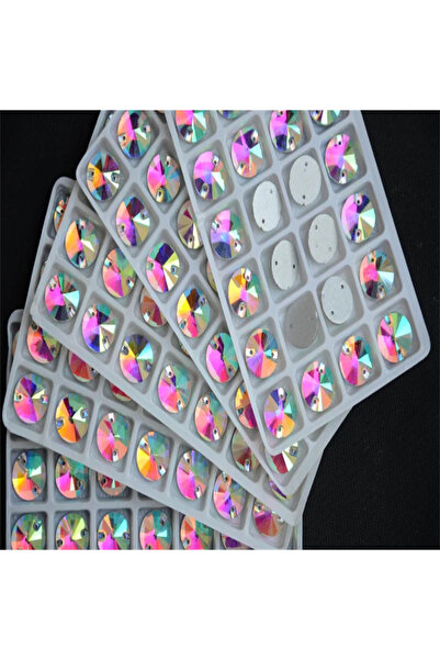 Choice10 14mm 140pcs Wholesale Crystal AB Rivoli Sew On Stone Flatback 2holes...