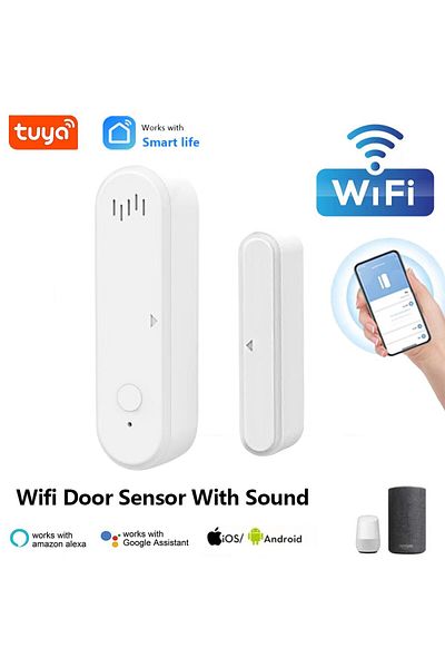 Choice 19KWT ONENUO Tuya Smart WiFi مستشعر الباب 80 ديسيبل صوت مستشعر النافذة مستشعر الباب Smart Life Arm Disarm