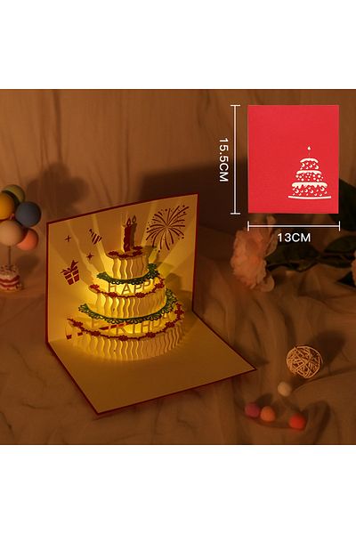 Choice Style 2-Red Cake Creative Greeting Card Happy Birthday Party Gift Message Cards Party Gifts 3D Happy