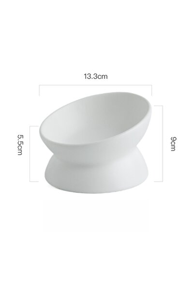 Choice WHITE Elevated Cat Bowls Small Dog 15° Tilted Raised Food Feeding Dish...