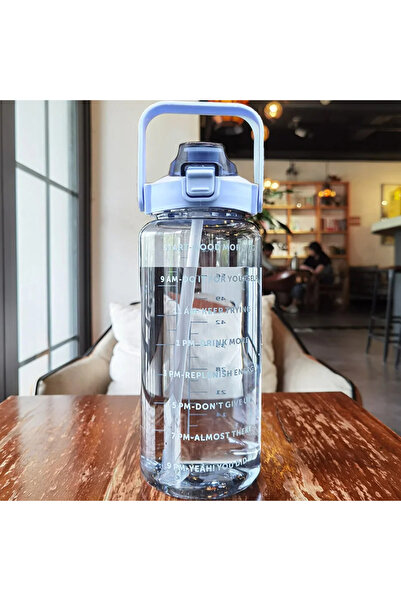 Choice غلاية بلاستيكية كبيرة محمولة للسفر بسعة 2 لتر، لون أزرق سماوي، مع ماصة، مناسبة للرياضة واللياقة البدنية