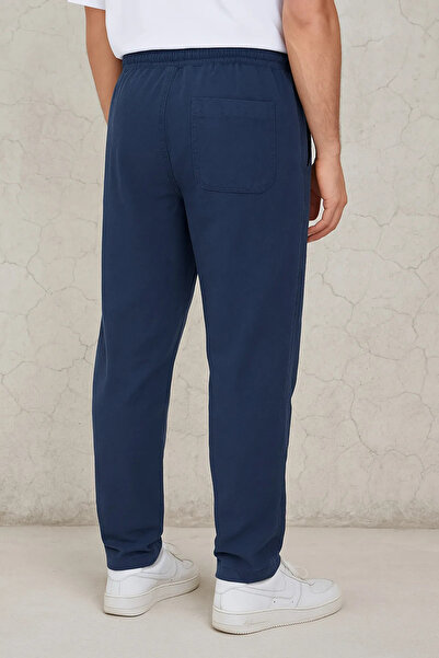 Firststops Чоловічі темно-сині лляні широкі штани вільного крою