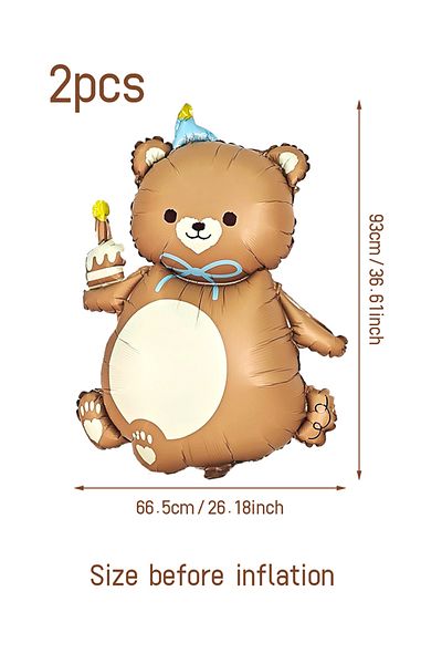 Choice bear Other bear balloons 2pcs Brown Birthday Bear Cake Aluminum Film Balloon Cartoon Animal Birthday