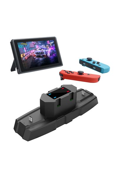 SIKROFEGEN W-139 6-in-1 Charging Dock for Nintendo Switch, PS5 & Xbox Controllers – Charges Joy-Con, Pro, DualS