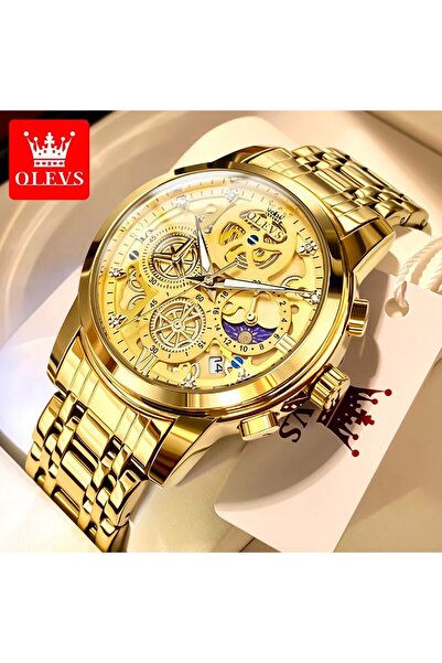 Choice ساعة OLEVS 9947 للرجال من الذهب، ساعة كوارتز فاخرة أصلية مقاومة للماء ...