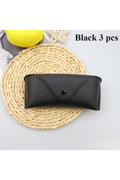 Choice Black 3 pcs Glasses Box Solid Color High-end Leather Sunglasses Myopia Glasses Pressure Resistant Su