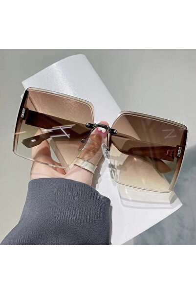 Choice BROWN Fashion Gradient Frameless Women's High-end Sense Of Sunglasses