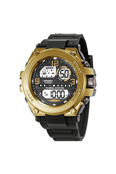 Choice ساعة رياضية رجالية ذهبية متعددة الوظائف مقاومة للماء مع منبه مضيء للرجال ساعة رقمية LED كبيرة الحجم