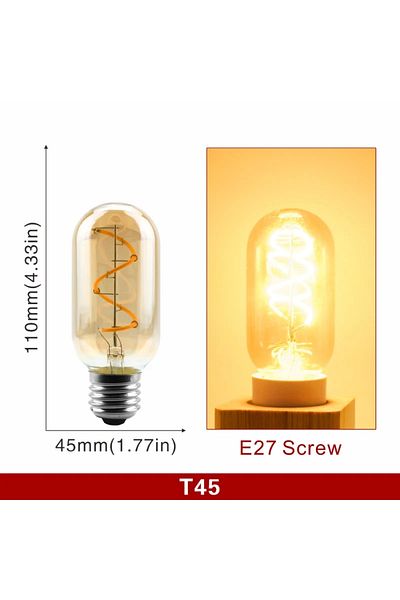 GOT LIANG 4W 220V Yes Warm white 2200K T45 E27 E14 E27 Retro LED Spiral Filament Light Bulb 4W Warm Yellow 220