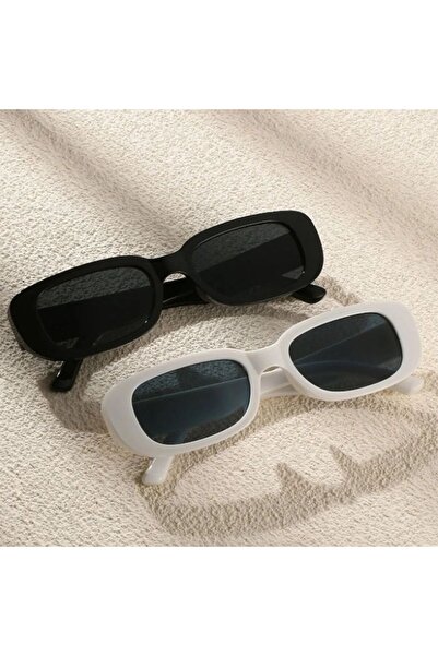 Choice مجموعة نظارات شمسية أنيقة بإطار مربع صغير باللونين الأبيض والأسود بتصم...