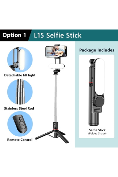KEELEAD حامل ثلاثي القوائم مع جهاز تحكم عن بعد KEELEAD L15 Selfie Stick مع إض...