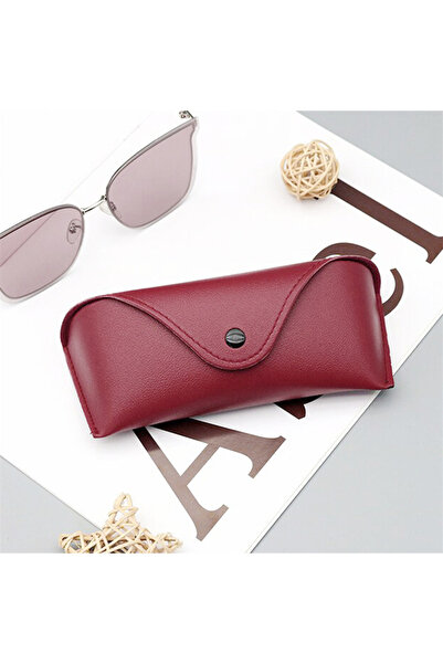 Choice Red B 1pc Durable PU Leather Glasses Case Sunglasses Solid Color Pouch...