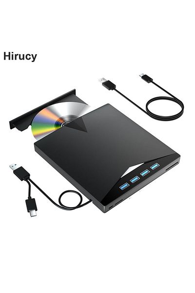 Choice black 7-in-1 External CD/DVD Drive USB3.0 Type-C Portable CD DVD RW Player Reader Burner for Laptop