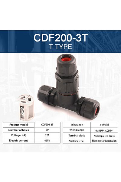 Choice 1 PCS CDF200-3T IP68 I/T Shape Waterproof Connector 2/3/5 Pin Wire Connectors Quick Screw Connect Pu