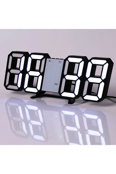 Choice Black frame white Wall Clock Digital Alarm Modern Kitchen Electronic Smart 3D USB Power Supply LED T