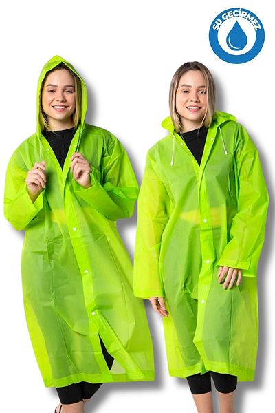 By Marine Women's Men's Raincoat Hooded Snap Fastener Eva Green Raincoat Bymmrc881r12