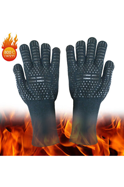 Choice زوج من قفازات الشواء السوداء مقاس 33 سم، قطعة واحدة، مقاومة لدرجات الح...