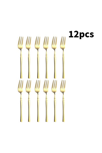 Choice 12pc Golden Fork 4/8/12pcs Stainless Steel Mirror Gold Dessert Fork Tea Fork Suitable For Hotel Rest
