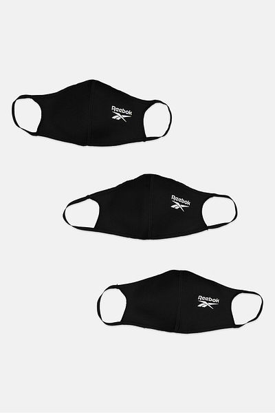 Reebok Men 3 Pairs Brand Logo Facemask, Black