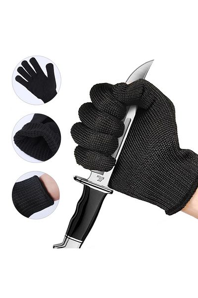 Choice 25.5cm Black 1pair Cut-proof Gloves Hppe Level 5 Steel Multipurpose Scratch Cut Resistant Gloves Gra