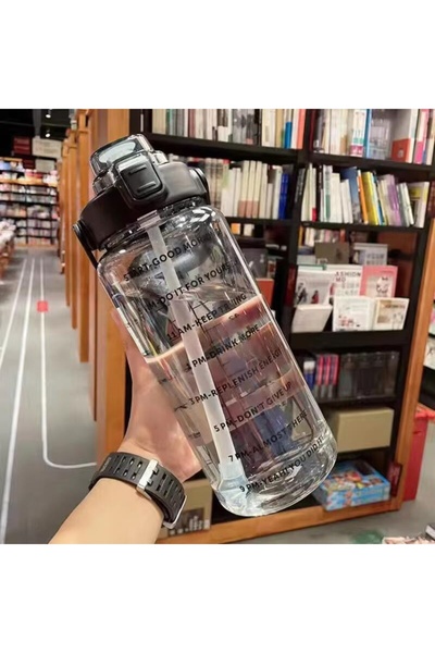 Choice زجاجة مياه سوداء سعة 2 لتر مع شفاطة، زجاجة مياه محمولة للسفر، كوب دراجة لياقة بدنية