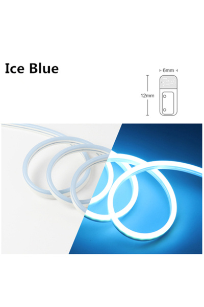 Choice شريط إضاءة نيون LED أزرق جليدي بطول 5 أمتار، 12 فولت تيار مستمر، 5 فول...