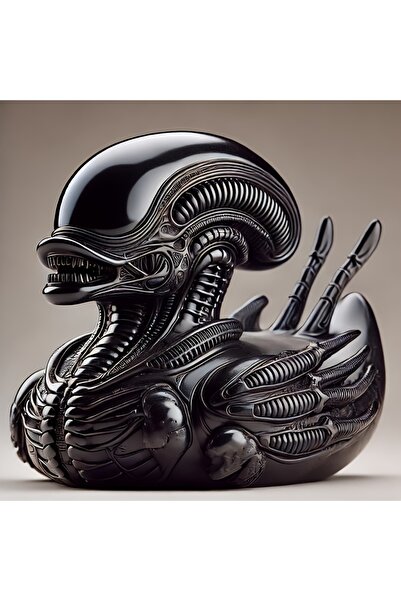 Choice تمثال بطة فضائية سوداء من الراتنج، زينة بطة فضائية شريرة، ديكور لوحة ق...