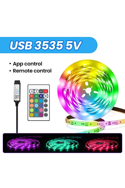 aiopp 1m With Remote Colorrgb 5050 Led Strip Light Bluetooth App 5v Usb Led Tape Flexible Ribbon Diode Tap