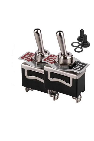 Choice 2PCS SPST Waterproof Toggle Switch DC 12V-24V 15A 250V Marine Heavy Duty 2 Pin ON Off Spade Termi...